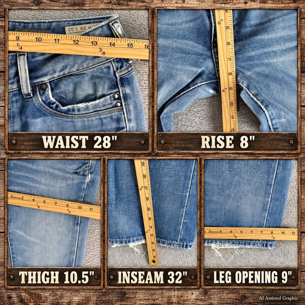 Diesel Ronhar Womens Jeans 29x32 Blue Low Rise Bootcut Distressed Wash 008AT - Picture 10 of 14